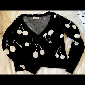 Cherry knitted cropped sweater